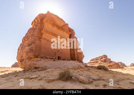 Qasr al Farid (Lonely castle) tomb at Hegra (Mada'in Salih) site near Al Ula, Saudi Arabia Stock Photo