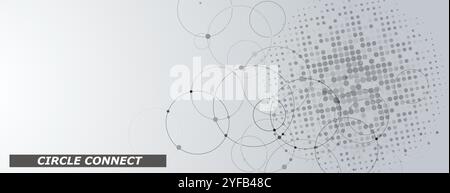 Circle connect in flat style. Halftone dots background. Circle halftone pattern. Vector cover Stock Vector