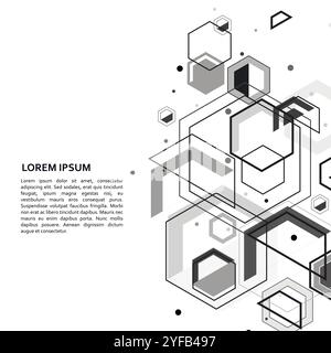 Hipster hexagons shapes pattern for flyer design. Digital technology background. Retro poster. Vector geometric pattern collection Stock Vector