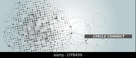 Circle connect in flat style. Halftone dots background. Circle halftone pattern. Vector cover Stock Vector