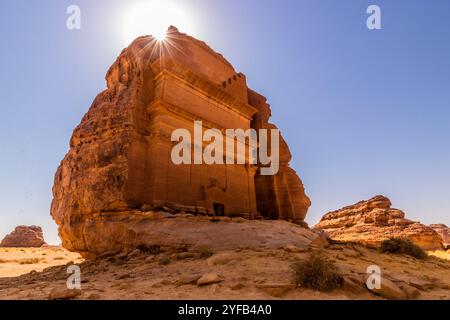 Qasr al-Farid tomb in Mada'in Salih archaeological site, Saudi Arabia Stock Photo