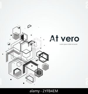 Hipster hexagons shapes pattern for flyer design. Digital technology background. Retro poster. Vector geometric pattern collection Stock Vector