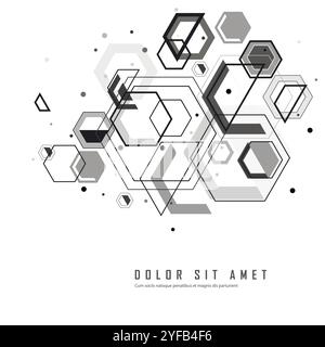 Hipster hexagons shapes pattern for flyer design. Digital technology background. Retro poster. Vector geometric pattern collection Stock Vector