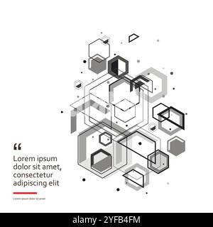 Vector design print template. Flat abstract design. Abstract geometric pattern. Trendy design element. Graphic hexagons element Stock Vector