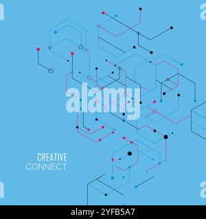 Abstract geometric background with color connect hexagon Stock Vector