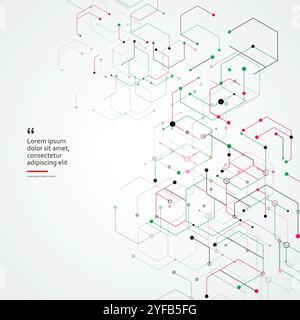 Vector design template. Communication concept. Abstract tech design with hexagon Stock Vector