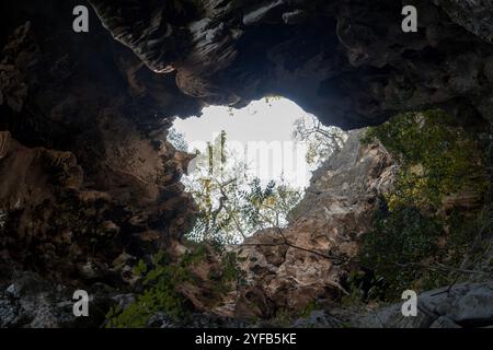 The cave was discovered by chance 200 years ago by its namesake Chao Phraya Nakhon Sri Thammarat, a Thai man who wanted to take shelter from the rain. Stock Photo