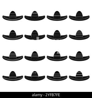 Vector Mexican sombrero set. Cinco de mayo symbol isolated on white background. Stock Vector