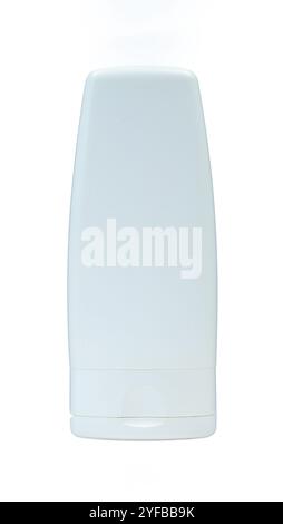 Blank white shampoo tube. Plastic liquid cosmetic bottle isolated Stock Photo