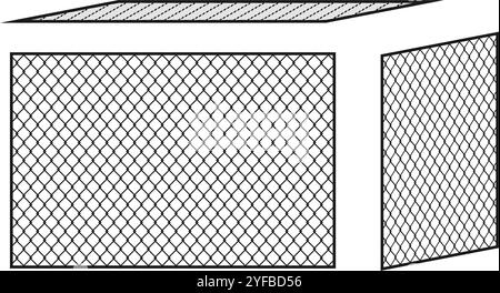 metal fence linked chain set vector illustration isolated on white background. Stock Vector