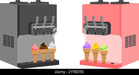 ice cream machine vector illustration isolated on white background. Stock Vector