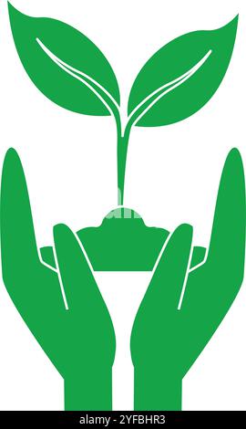 hands with leafs plant ecology icon Stock Vector Image & Art - Alamy