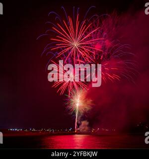 Public Firework display over Coney Beach, Porthcawl, UK, 2nd November 2024. Stock Photo