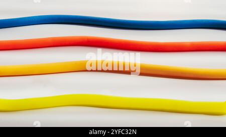 Multicolored wires on a white background Stock Photo