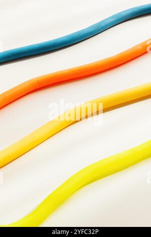 Multicolored wires on a white background Stock Photo