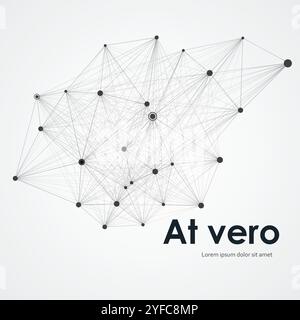 Abstract vector molecule with dots and lines of black color which is on the right on white background Stock Vector