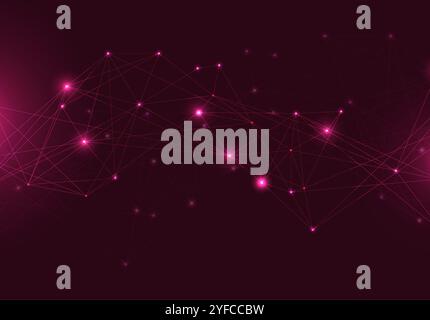 abstract luminous molecules of violet color with dots or lines on a bright background Stock Vector