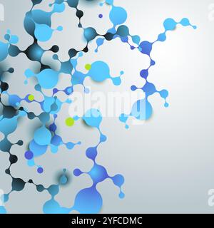 abstract blue violet molecule on white background Stock Vector