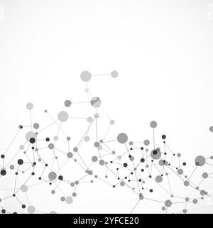 Vector abstract gray molecular connection with dots and lines in center Stock Vector