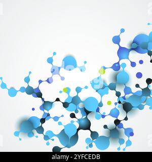 abstract blue violet molecules that are on the right on a white background Stock Vector