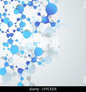 abstract blue violet molecule on white background Stock Vector