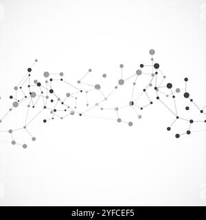 Vector abstract gray molecular connection with dots and lines in center Stock Vector