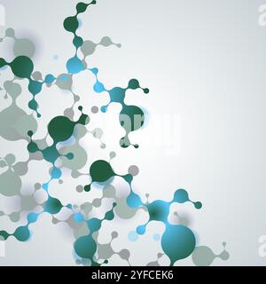 abstract blue violet green molecules on white background Stock Vector
