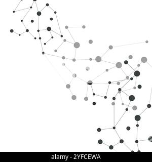 abstract gray molecular compounds with dots and lines to the right Stock Vector
