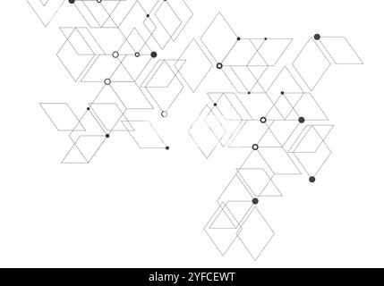 vector connection molecules with dots lines which center white background Stock Vector