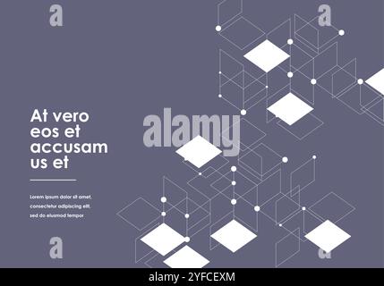 vector connection with dots lines with white squares gray background Stock Vector
