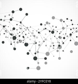 Vector abstract gray molecular connection with dots and lines in center Stock Vector