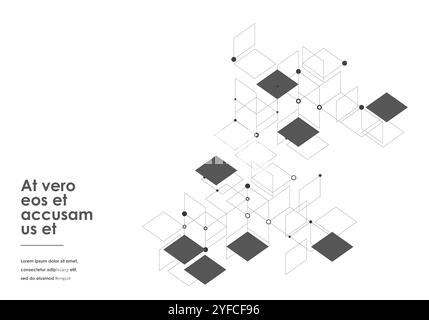 vector connection with dots lines gray squares white background Stock Vector