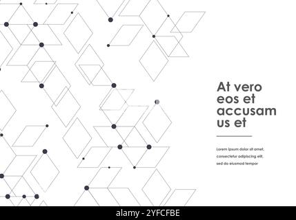 vector connection molecules with dots lines which left white background Stock Vector