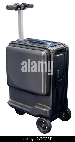 Isolated electric scooter suitcase for airport. The future of baggage Stock Photo