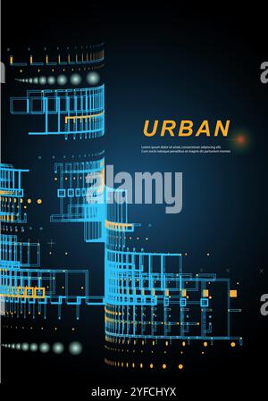 vector night city on a blue background Stock Vector
