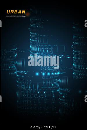vector night city on a blue background. Stock Vector
