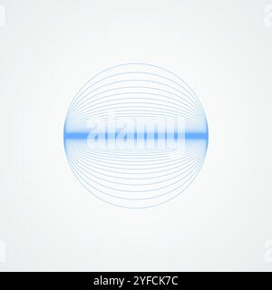 Vector shiny sphere.circle with blue lines in blue on a white background Stock Vector