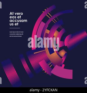 Abstract design. Color vector shapes on dark background Stock Vector