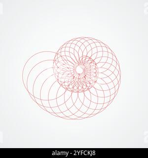 Snail seashell spiral. seashell which consists red circles white background Stock Vector