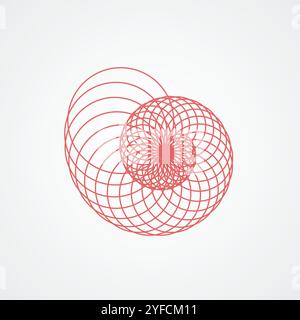 closup snail seashell's spiral. seashell which consists red circles white background Stock Vector