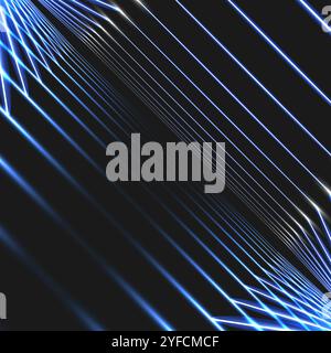 Modern technology illustration with square mesh. Abstract glowing hexagon dark background Stock Vector