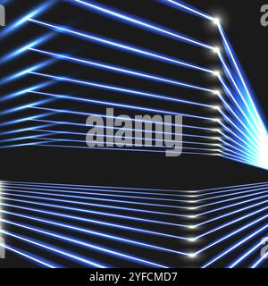 Modern technology illustration with square mesh. Abstract glowing hexagon dark background Stock Vector