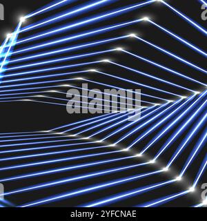 Abstract blue background with hexagons and wires. Stock Vector