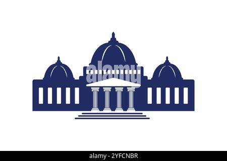 Bank, museum or library icon. Classical architecture building with columns. Column pillar parthenon landmark. Stock Vector