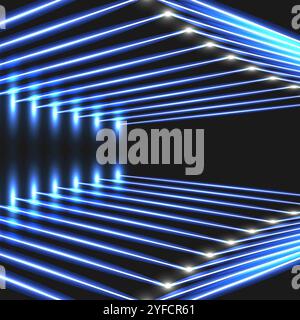 Abstract blue background with hexagons and wires. Stock Vector