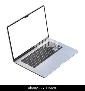 Modern silver laptop showing transparent screen 3d Stock Photo