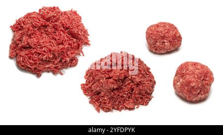 Raw meat balls isolated on white background. Stock Photo