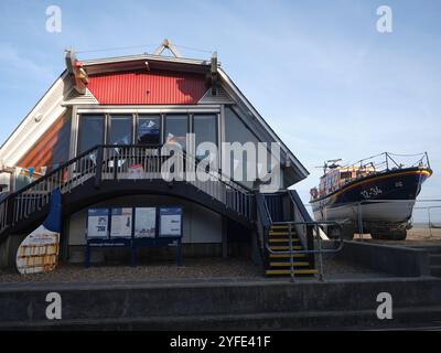 Royal National Lifeboat Freddie Cooper beside the Lifeboat Station Aldeburgh Suffolk Stock Photo