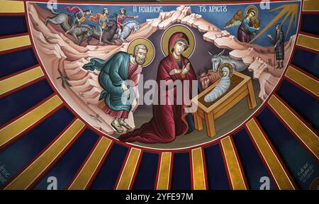 Icon of the Nativity in Saints Constantine and Helen Greek orthodox church Lazaraki Glyfada Athens Attica Greece Stock Photo