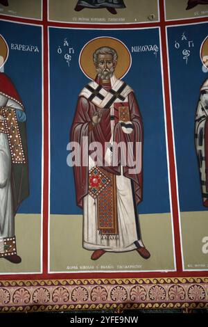 Icon of Saint Nicholas Archbishop of Myra in Saints Constantine and Helen Greek orthodox church Lazaraki Glyfada Athens Attica Greece Stock Photo